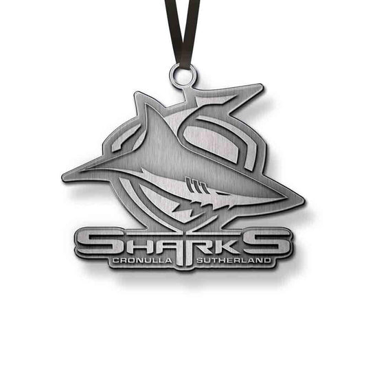 NRL Christmas Metal Ornament - Cronulla Sharks - Approx. 70 x 50mm