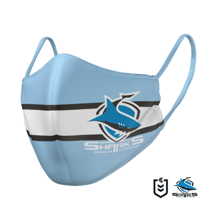 NRL Face Mask - Sharks - Reversible - Washable - Adult Large