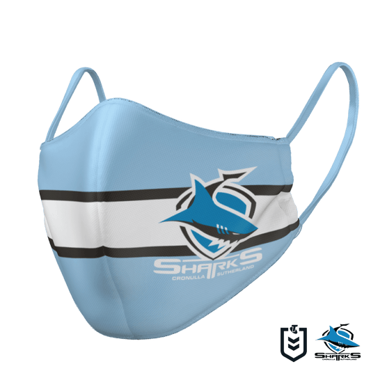 NRL Face Mask - Sharks - Reversible - Washable - Adult Large