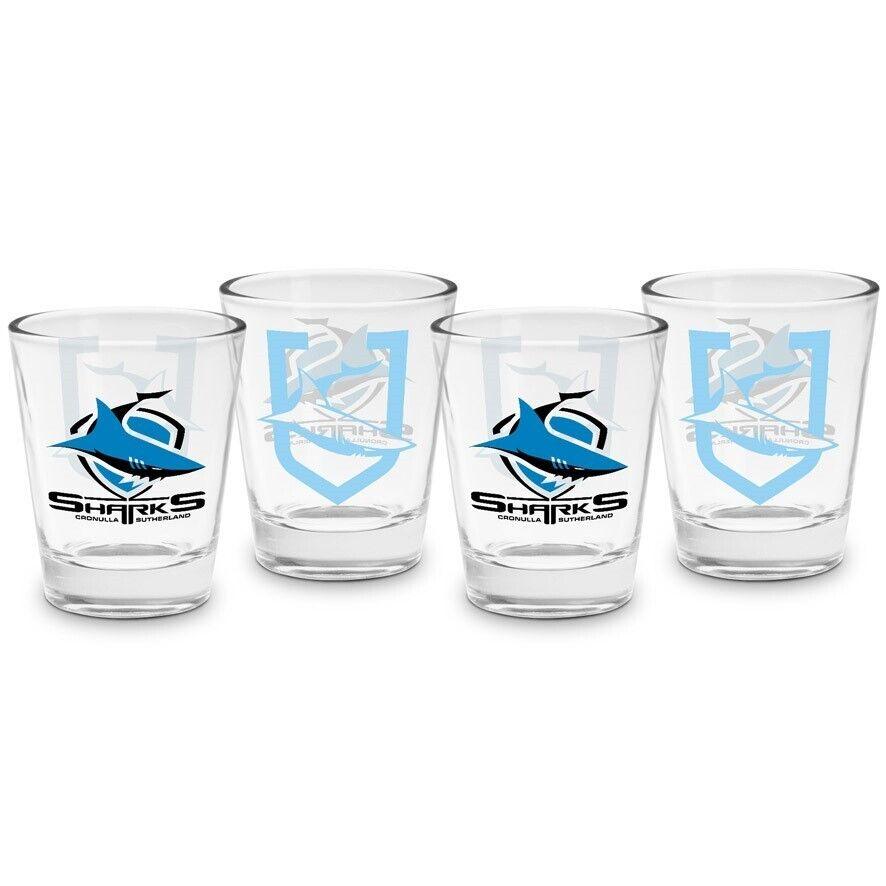 NRL Shot Glass Set of 4 - Cronulla Sharks - 50ml