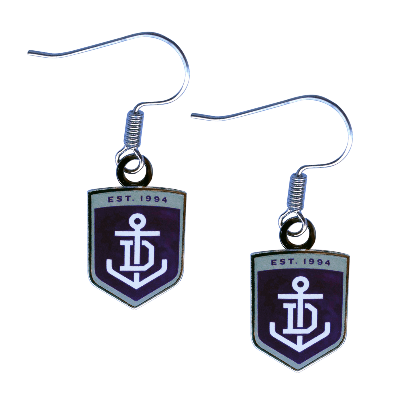 AFL Logo Metal Earrings - Fremantle Dockers - Surgical Steel - Drop Earrings