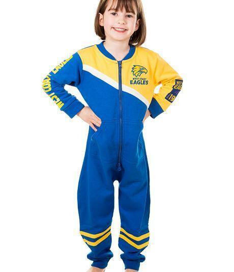 AFL Kids Onesie - West Coast Eagles - Cotton - Zip - Pockets - Warm