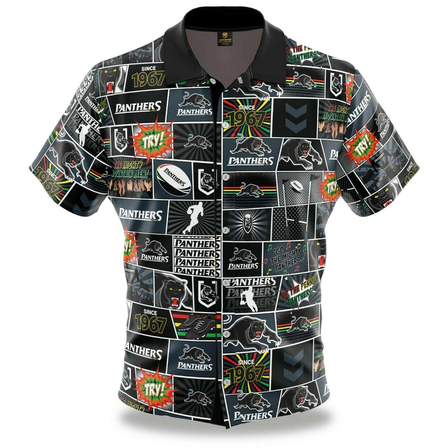 NRL Fanatics Button Up Polo Shirt - Penrith Panthers - Rugby League