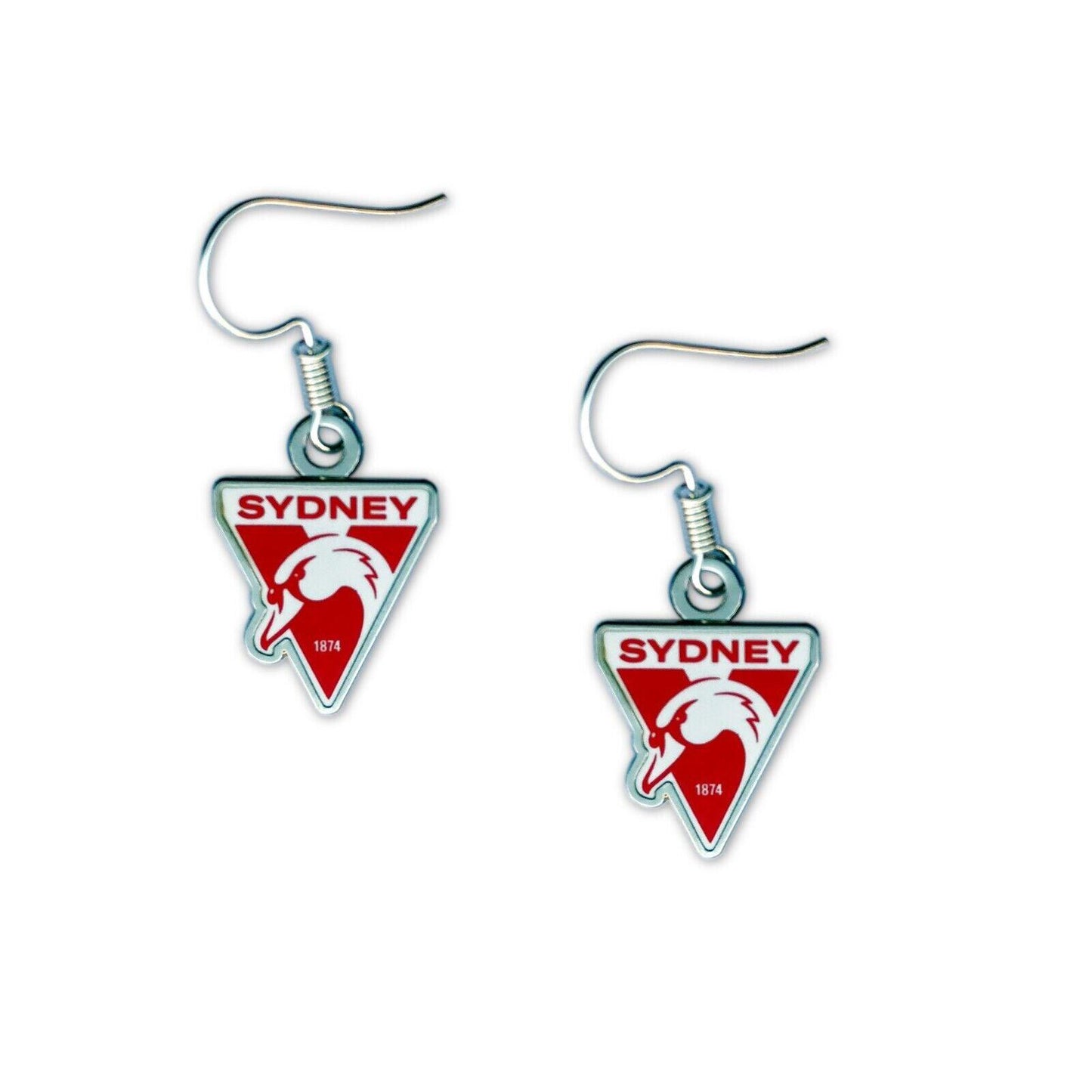 AFL Logo Metal Earrings - Sydney Swans - Surgical Steel - Drop Earrings