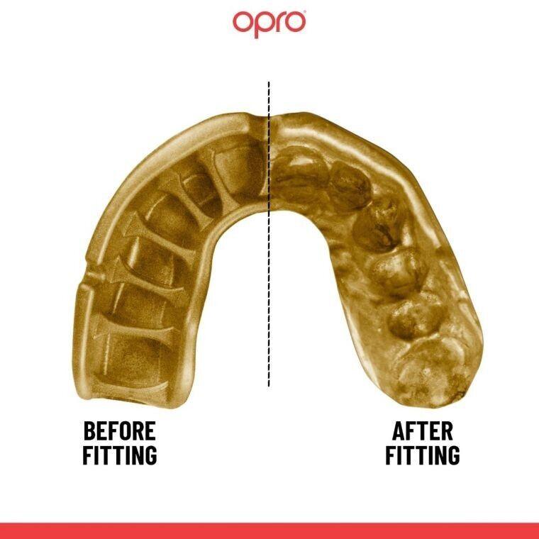 OPRO Gold Ultra Fit Mouthguard - Adult - 10 Years + - Red/White