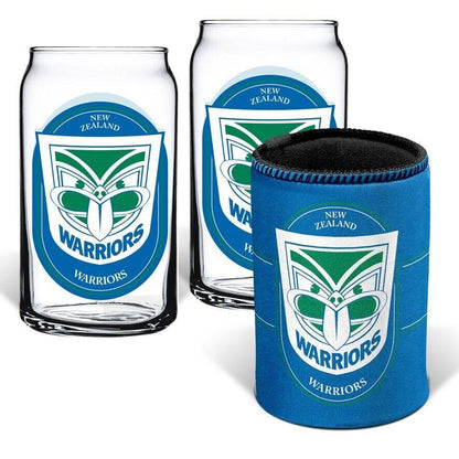 NRL Can Glass Set - New Zealand Warriors - Set of 2 Glass & Cooler