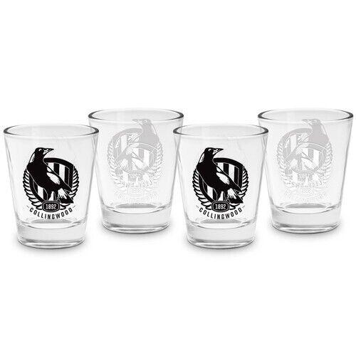 AFL Shot Glass Set of 4 - Collingwood Magpies - 50ml