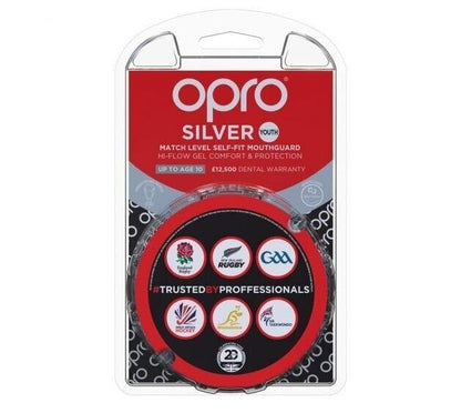 OPRO SILVER Self-Fit Mouthguard - YOUTH - Up to Age 10 - White/Black