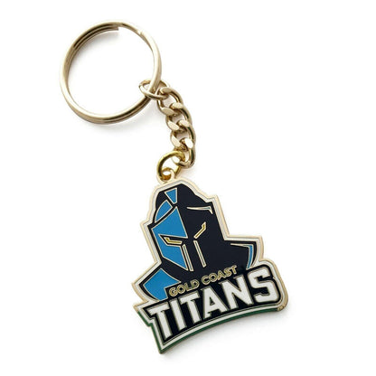 NRL Logo Metal Key Ring  - Gold Coast Titans - Keyring - Rugby League - TROFE