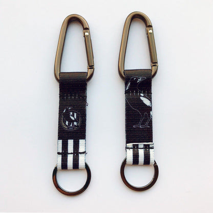 AFL Carabiner Key Ring - Collingwood Magpies - Keyring - Clip and Ring