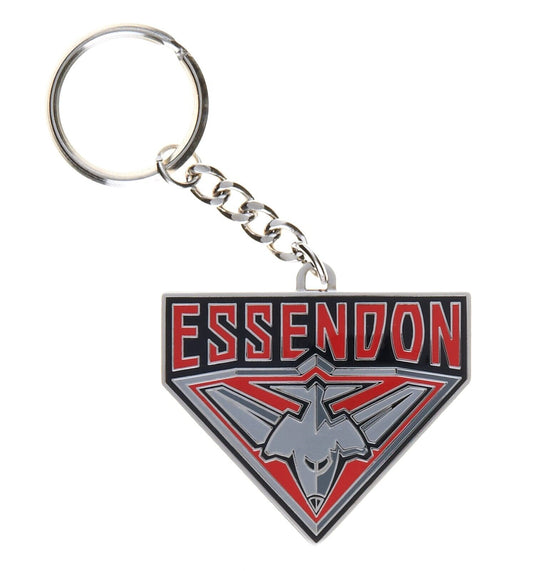 AFL Logo Metal Key Ring - Essendon Bombers - Keyring - Aussie Rules - TROFE