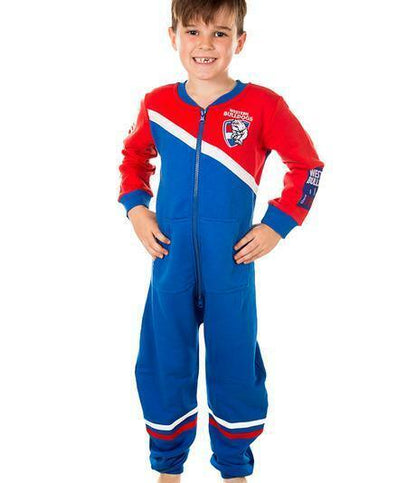 AFL Kids Onesie - Western Bulldogs - Cotton - Zip - Pockets - Warm