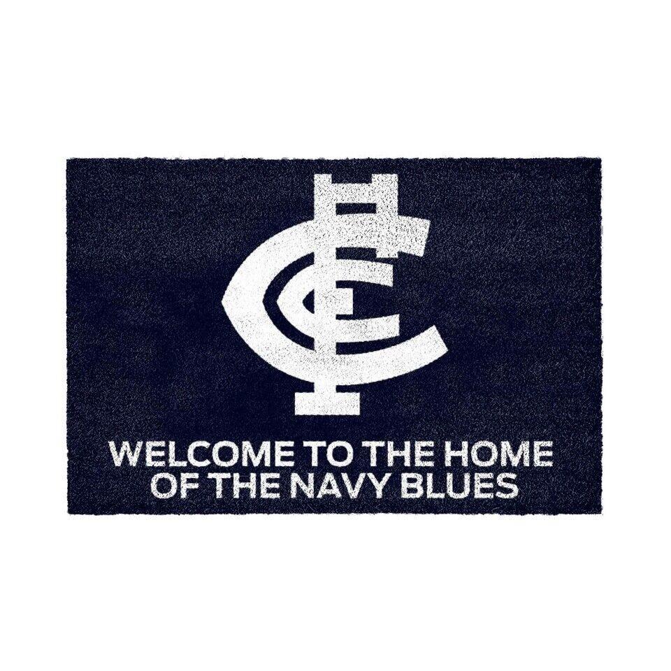 AFL Front Back Door Welcome Entry Mat - Carlton Blues - 61cm x 41cm