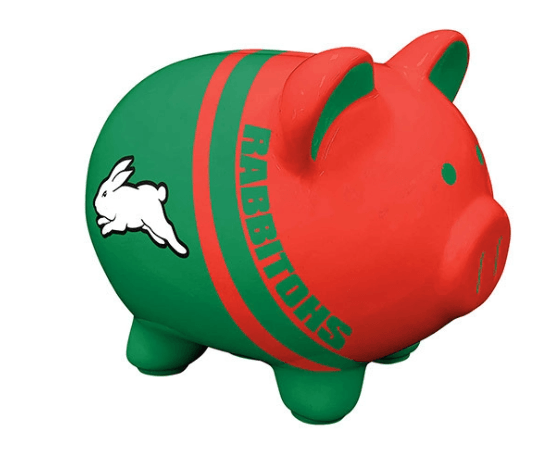 NRL Piggy Bank Money Box With Coin Slot - South Sydney Rabbitohs