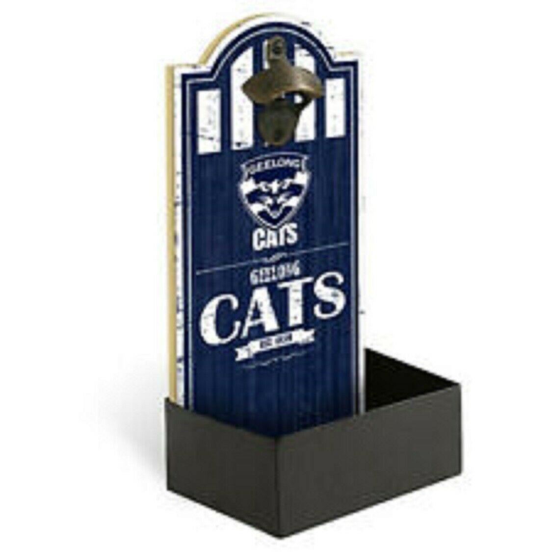 AFL Wall Bottle Opener with Catcher - Geelong Cats - Gift