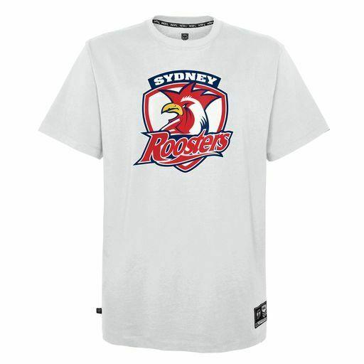 NRL Cotton Logo Tee Shirt - Sydney Roosters - YOUTH - Rugby League - White