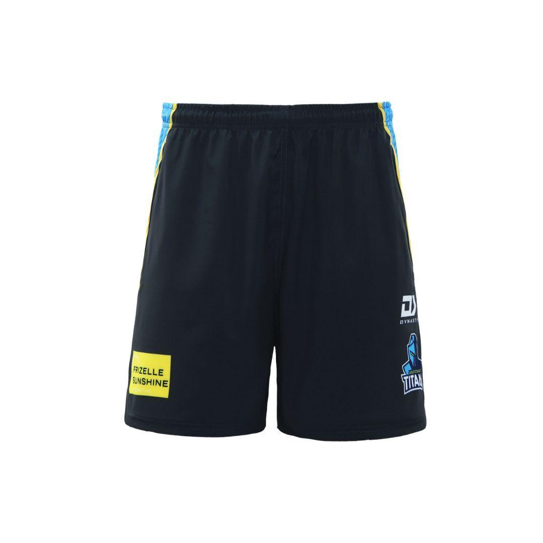 NRL 2023 Gym Training Shorts - Gold Coast Titans - Adult - Charcoal - DYNASTY