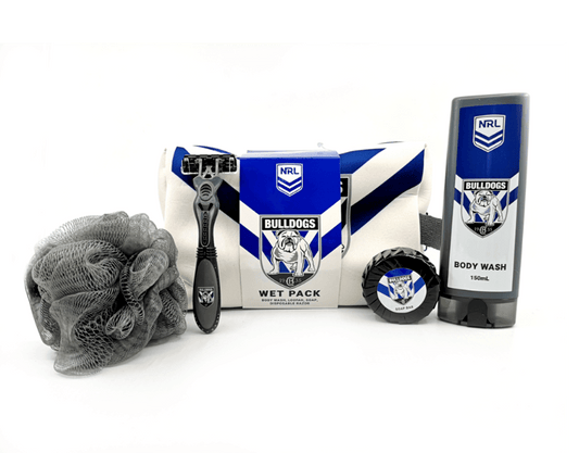 NRL Toiletry Gift Set - Canterbury Bulldogs - Bag Body Wash Razor Soap Loofah