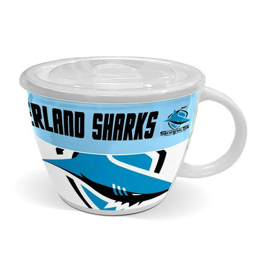 NRL Soup Mug with Lid - Cronulla Sharks - Ceramic - 850mL Capacity