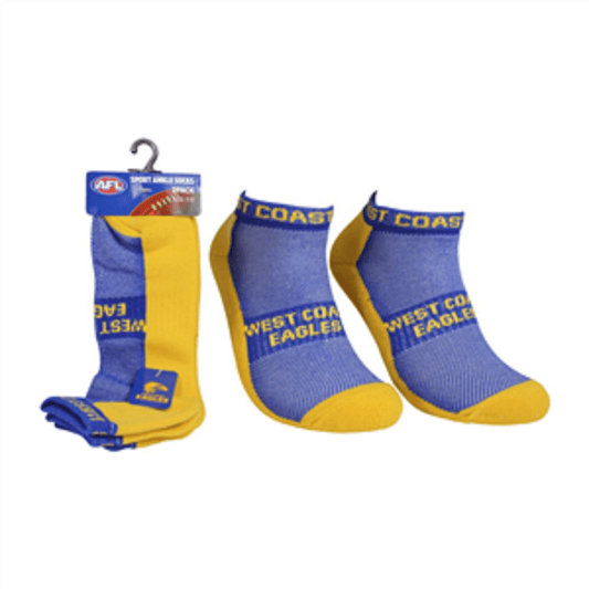 AFL Mens Ankle Socks - West Coast Eagles - Set Of Two - Sock -