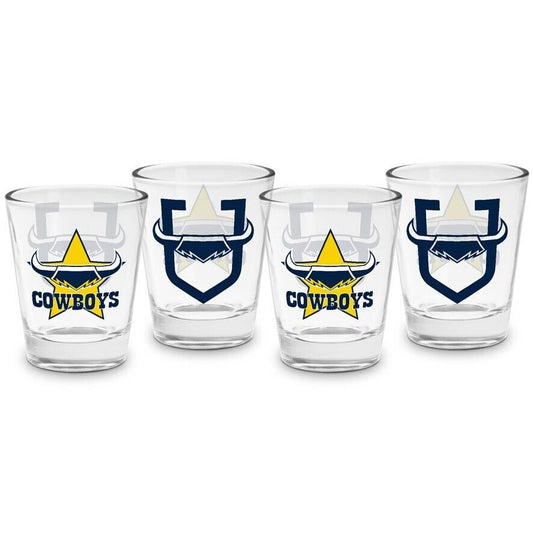 NRL Shot Glass Set of 4 - North Queensland Cowboys - 50ml