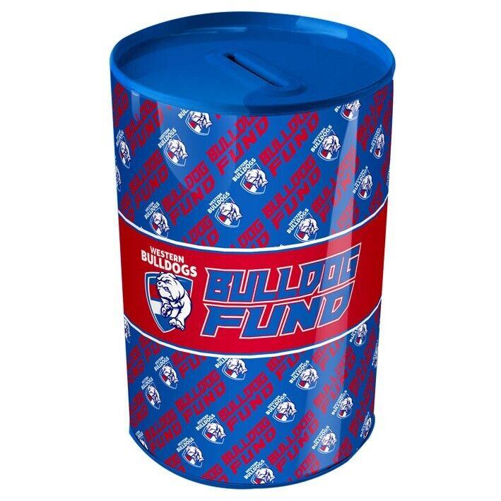 AFL Tin Money Box - Western Bulldogs -  21cm Tall x 10cm Wide