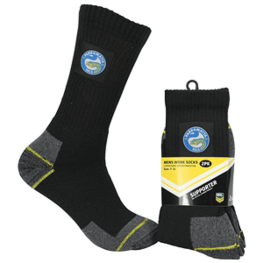 NRL Mens Work Socks Two Pack - Parramatta Eels -