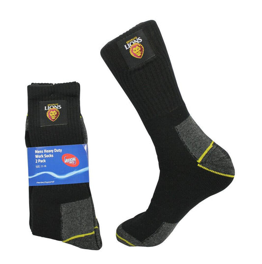 AFL Mens Work Socks Two Pack - Brisbane Lions